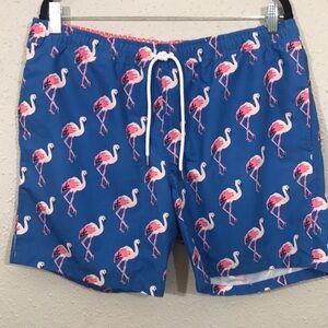 Bonobos Royal Blu Pink Flamingo Print‎ Swim Trunks size L